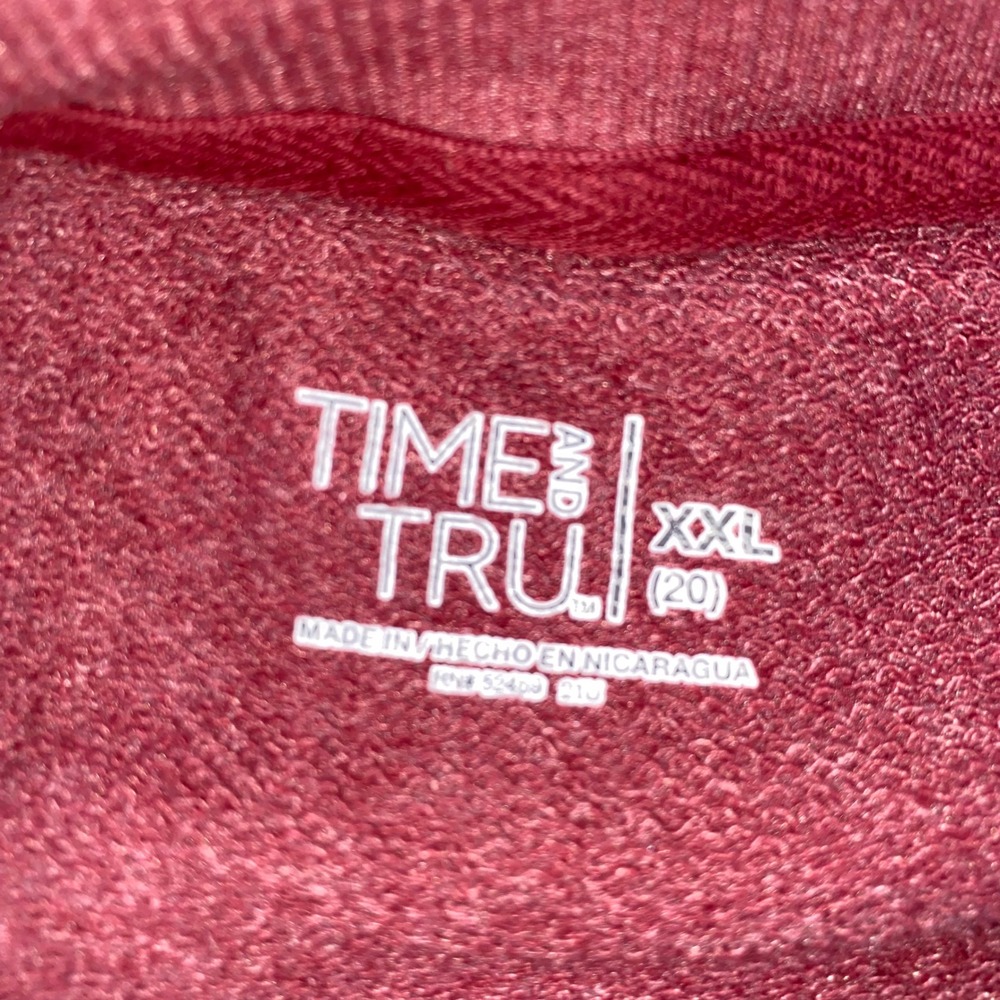 Time and Tru Womens XXL Burgundy Heather Long Sleeve Crew Neck Sweatshirt Q223 - Picture 2 of 7